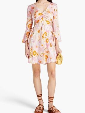 Maje flower power printed satin dress NWT SIZE 38 FR US 6
